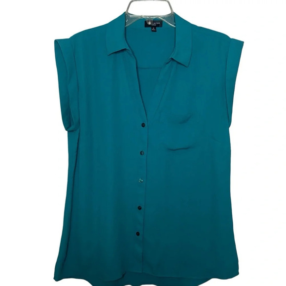 The Limited cap sleeve button up shirt Ashton teal six medium - Picture 8 of 10